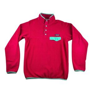 Patagonia Women's Magenta & Teal Green S‎ Snap T Fleece Pullover Jacket Sweater